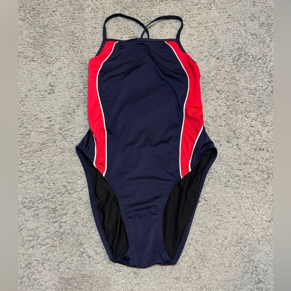 NWT Rise Aquatics Navy and Red One-Piece Swimsuit - Picture 2 of 8
